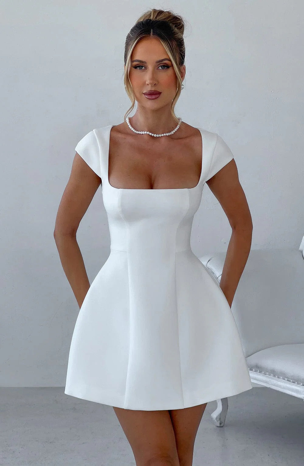 Lena™ - Ivory Mini Dress